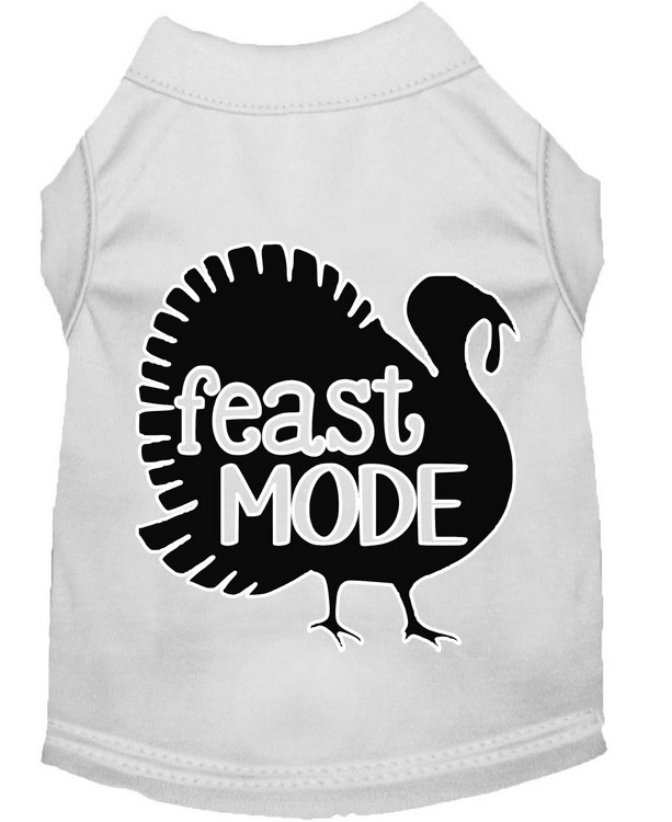 Feast Mode Screen Print Dog Shirt White Sm